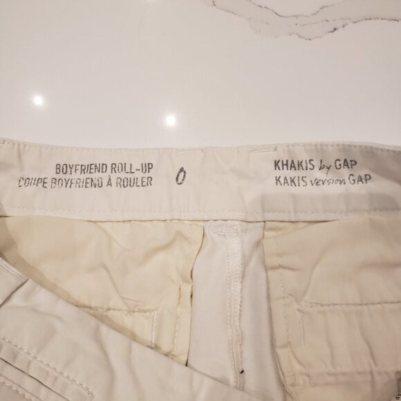 GAP Boyfriend Roll-Up Ladies shorts off-white cream Beige Size 0 - Picture 7 of 9